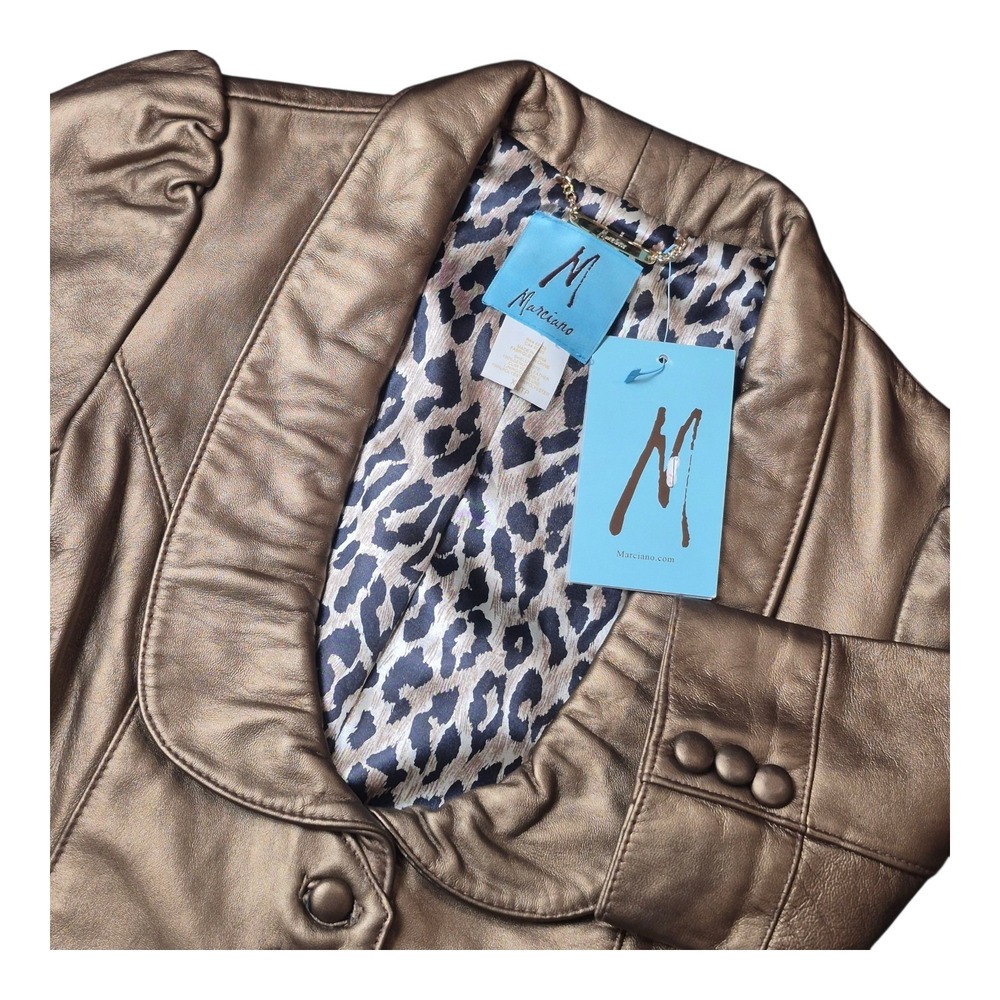 NEW! Marciano Super Bronze Genuine Leather Crop Jacket Button Women's XS NWT